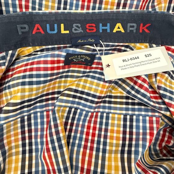 Paul & Shark Yachting Men's Casual Shirt Made in Italy Plaid Check - Picture 3 of 8